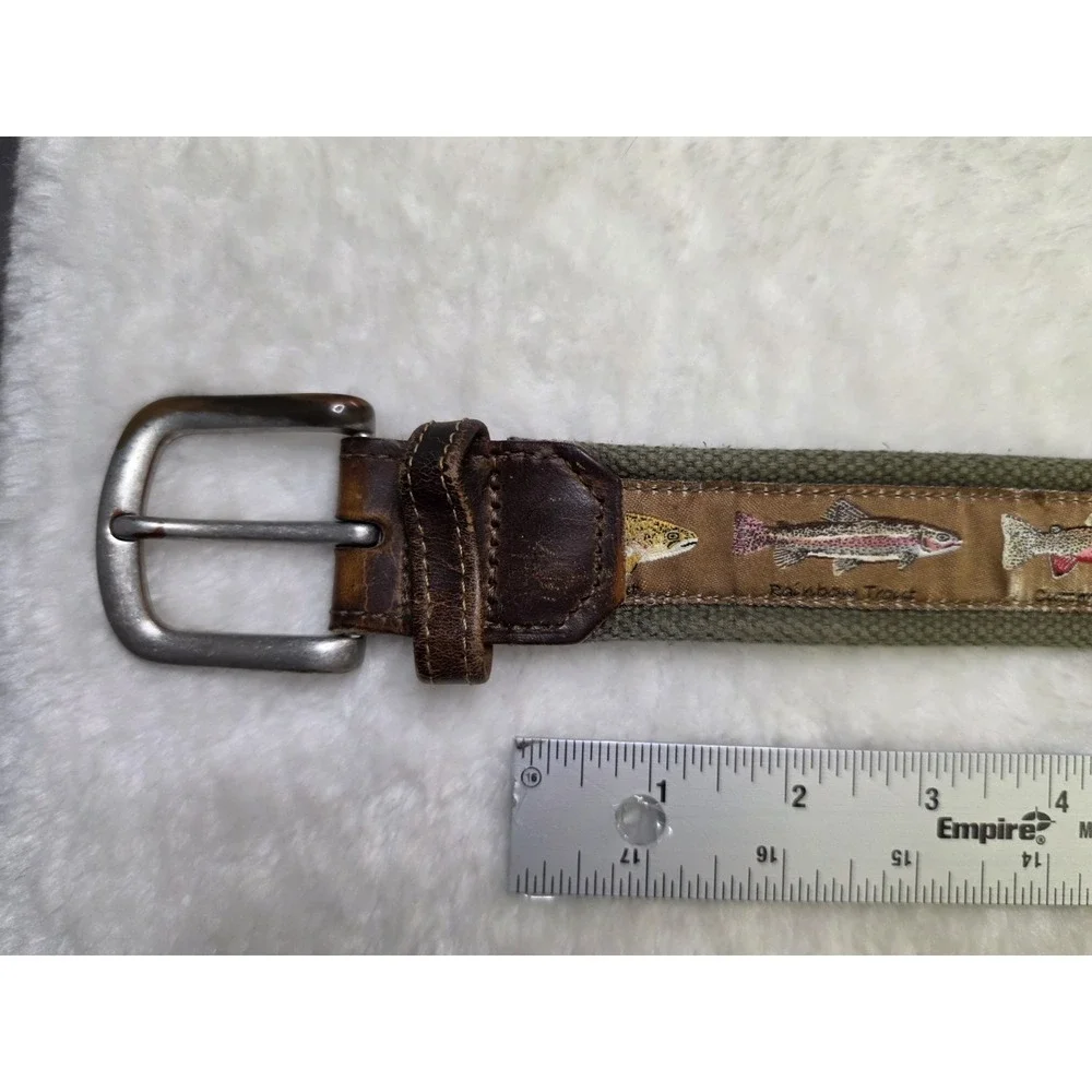 Bison Design Fly Fishing Belt USA Canvas Mens Size 34 trout‎  web leather Fish